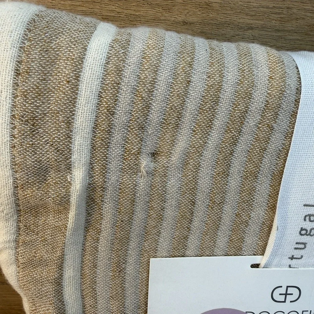 DOCOFIL White Coverlet 100% Cotton QUEEN Quilt Blanket Beige Stripes